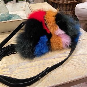 Loeffler Randall Genuine Fox Fur Crossbody Bag